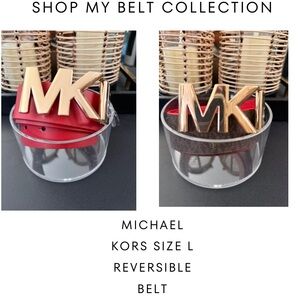 Michael Kors Red and Brown Reversible Belt